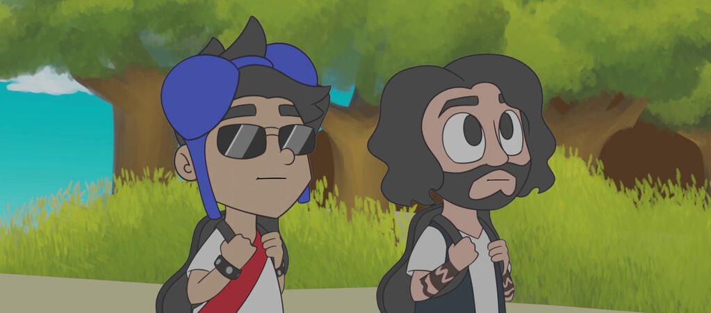 Shot from Reaching the Top, an animated short film I worked on in collaboration with two other classmates