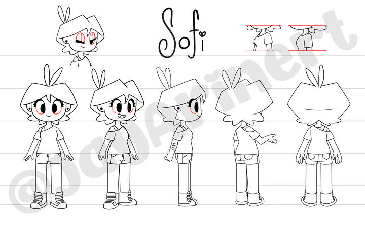 Character turnaround of Sofi, one of my original characters